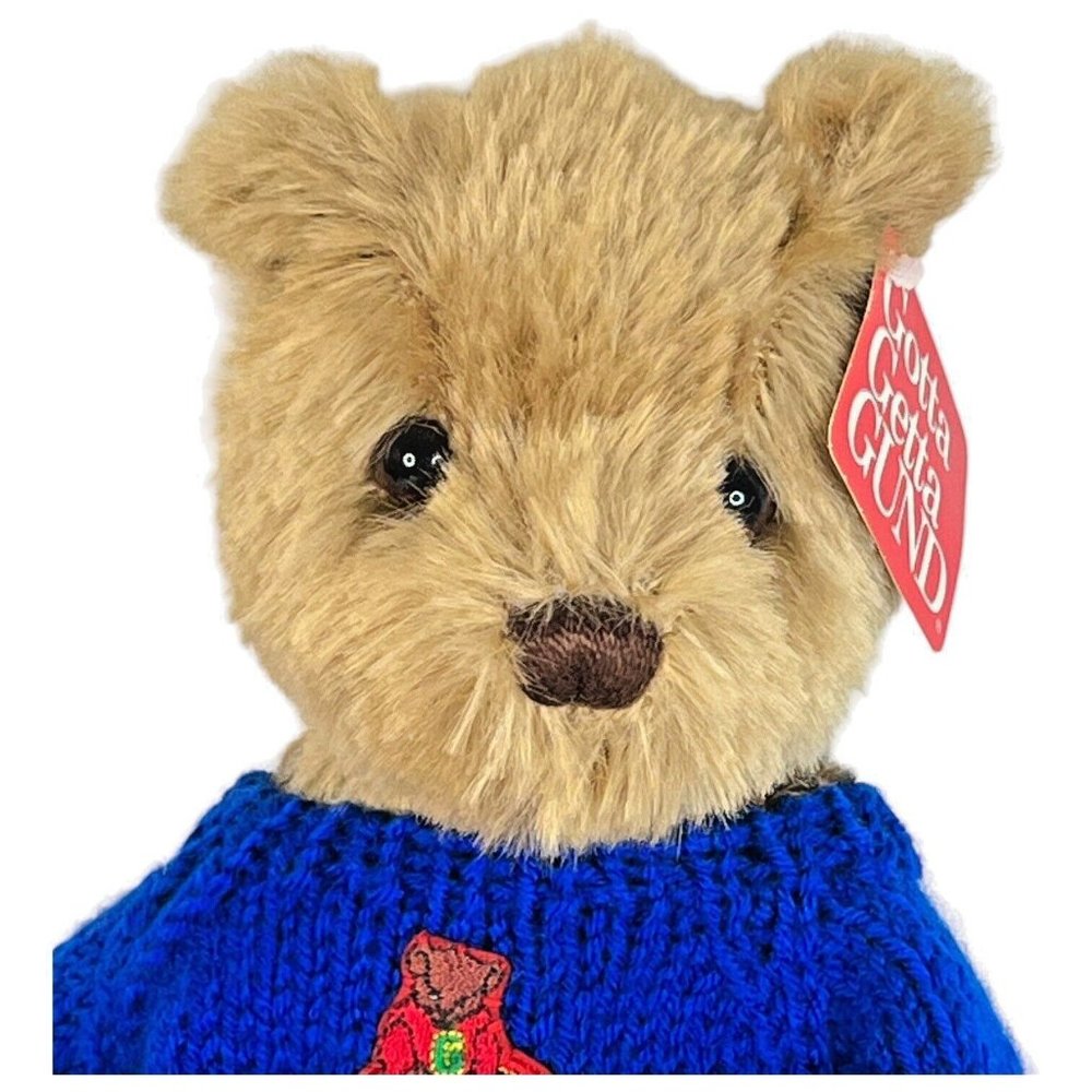 Gund COSMO The Teddy Bear Plush Celebrates 2000 Stuffed Animal 13” Blue Sweater - Picture 2 of 11